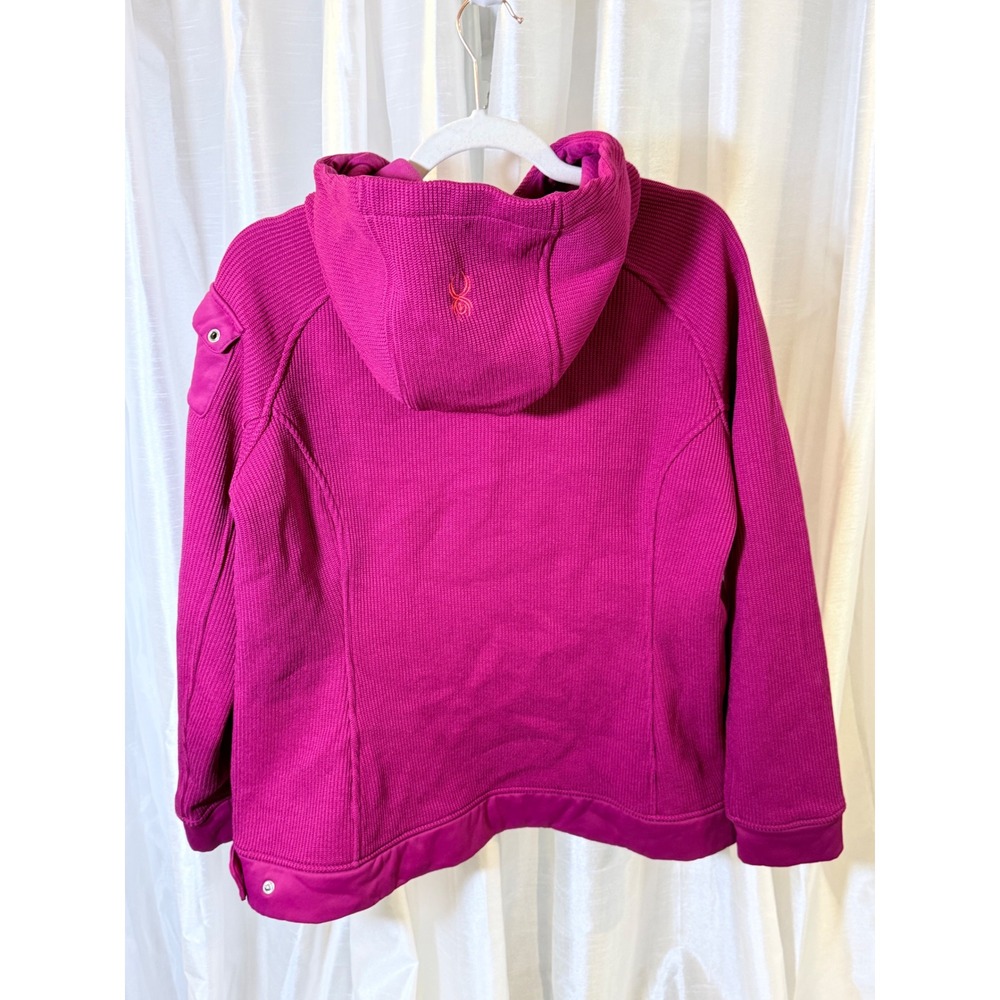 Spyder Core Sweater Hoodie Women XL Pink Excellent Full Zip Knit Fleece Jacket - Picture 2 of 5